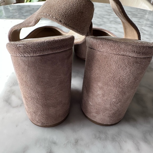 Vince Camuto Leather/SuedeBlock Heeled Sling-Back Pumps - 8.5/39 NUDE - Picture 5 of 9